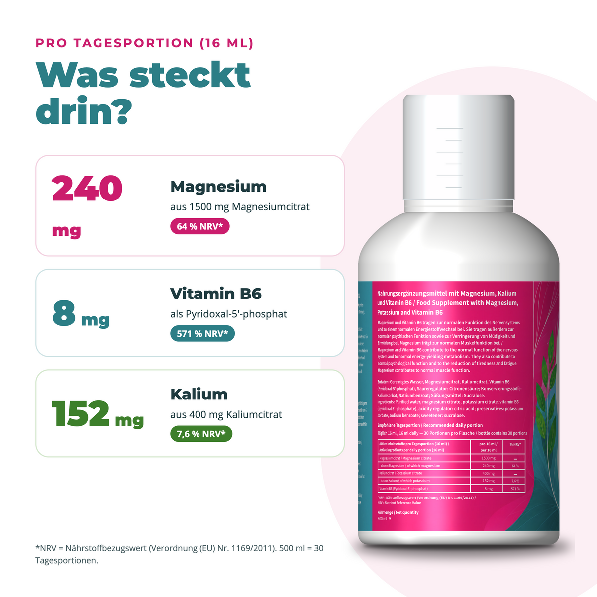 Flüssiges Magnesium + Kalium + Vitamin B6